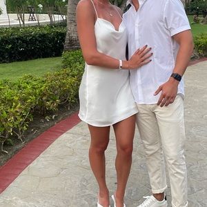 Zara white silk mini dress